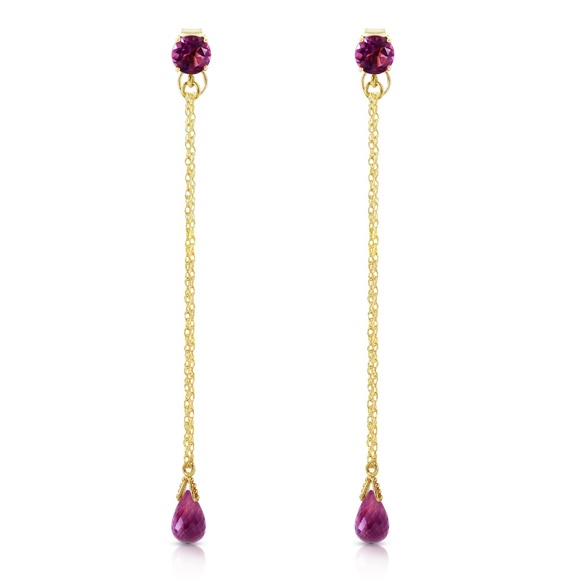 14K GOLD CHANDELIER EARRING WITH NATURAL AMETHYSTS - Picture 5 of 8
